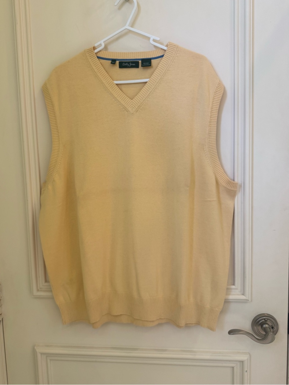 Bobby Jones Men's V-Neck Knit Sweater Vest - Pale Yellow
